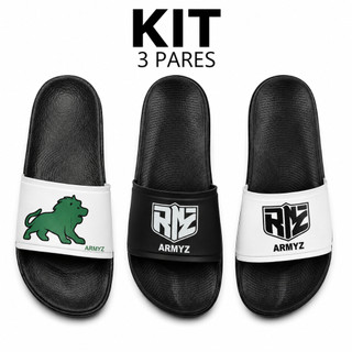 Kit 3 Pares Slide Masculino Feminino Macio Confortavel Leve