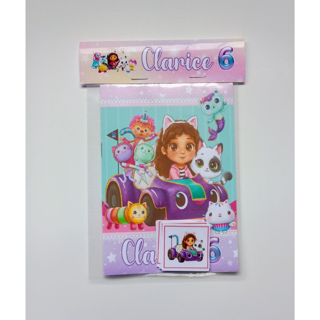 Álbum de Figurinhas e Livrinho de Colorir 10x15 Lembrancinha Personalizada Aniversário Infantil A Casa Mágica da Gabby