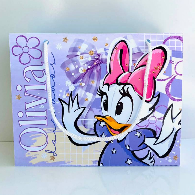 Kit Sacolinha Personalizada Margarida Lembrancinha Surpresa Festa Infantil Aniversário 20x15x6cm