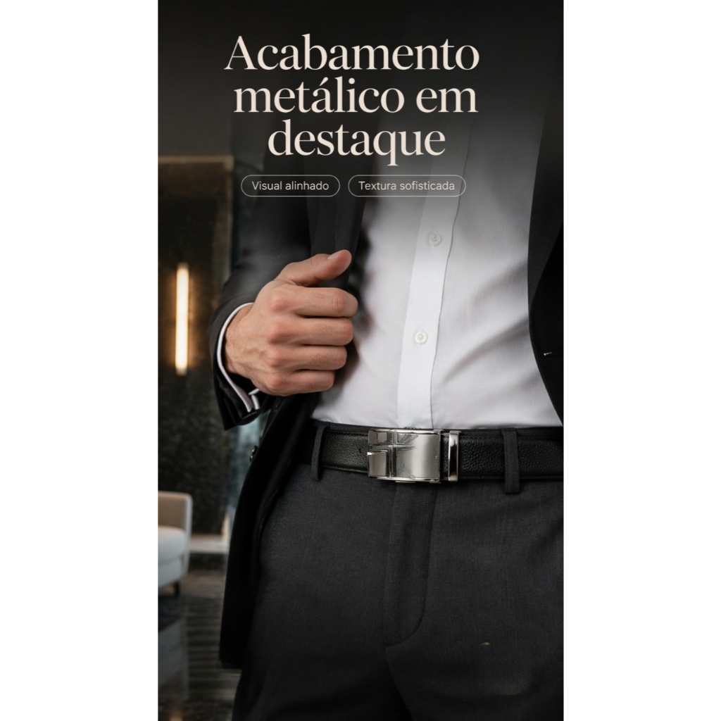 Cinto Masculino Fivela Automática Textura de Lichia, Cinto Versátil para Traje e Casual para Homens Adultos