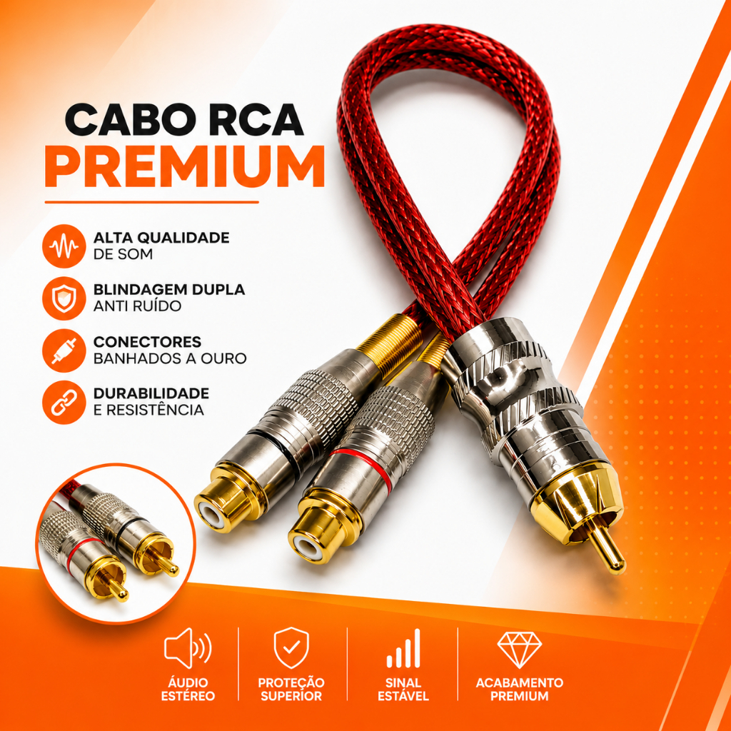 Cabo Rca Y Blindado 2 Machos 1 Femea Vermelho