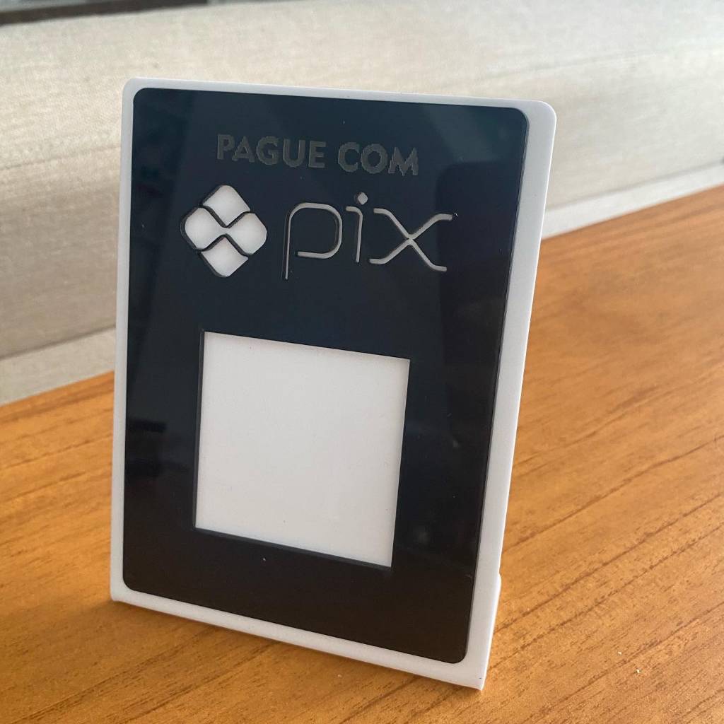 Placa PIX Display Mesa Balcão PIX Comércio Loja QR code Pagamento