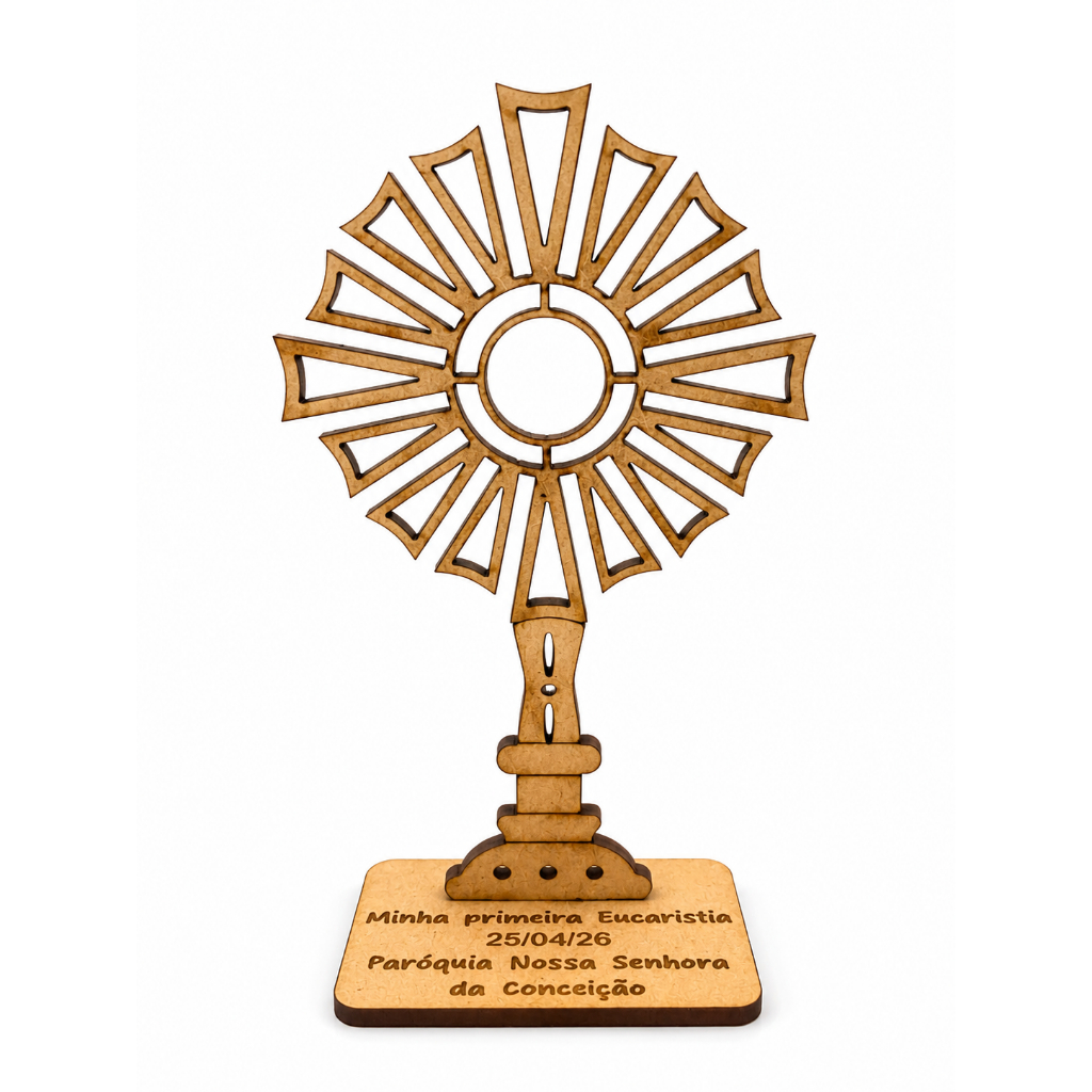 Lembrancinha Religiosa Batizado Ostensório MDF Personalizado Kit com Nome e Data Crisma Primeira Comunhão
