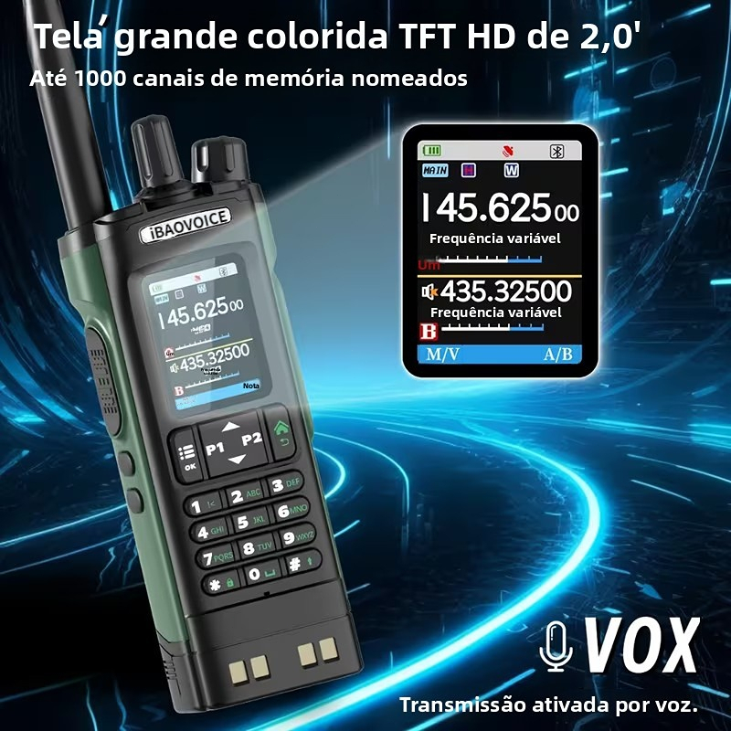 iBAOVOICE UV32 GPS Walkie Talkie 10W Long Range Multi Band Bluetooth App 1000Canais USB-C EU Carregamento Portátil Rádio — imagem 2 de 2