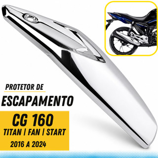 Protetor de Escape Cromado Honda CG 160 Titan Fan Start 2016 a 2024