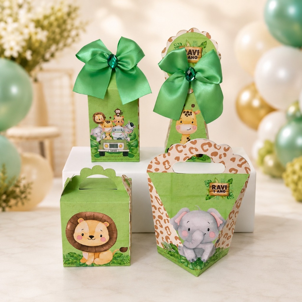 Personalizados Safari Baby - KIT FESTA - CAIXINHAS PERSONALIZADAS - ANIVERSÁRIO - LEMBRANCINHAS