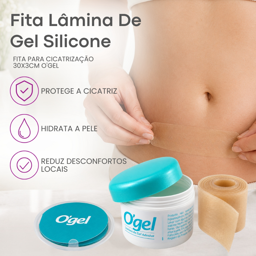 Fita De Silicone Para Cicatrização Anti Quelóide 30x3cm Ogel