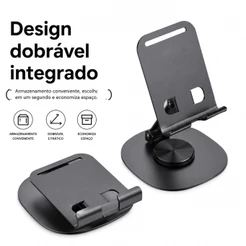 DAGUAN Suporte Celular Metálico Rotativo 360° Ajustável Altura Dobrável Antiderrapante Universal Tablet