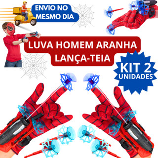 KIT 1,2 Luva Homem Aranha Lança Teia Infantil com Lançador Dardos Ventosa Presente Brinquedo Divertido Super Heroi