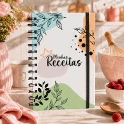 Caderno Minhas Receitas Caderneta de Anotações De Receitas Culinária Capa Dura 200 Páginas