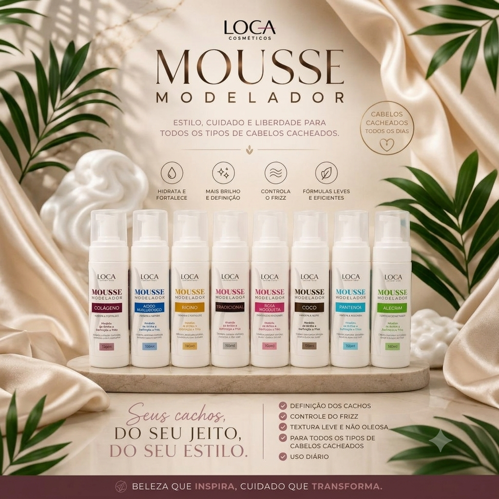 Mousse Modelador Capilar Loca Cosmetics 150ml Trança Cachos Box Braids Antifrizz