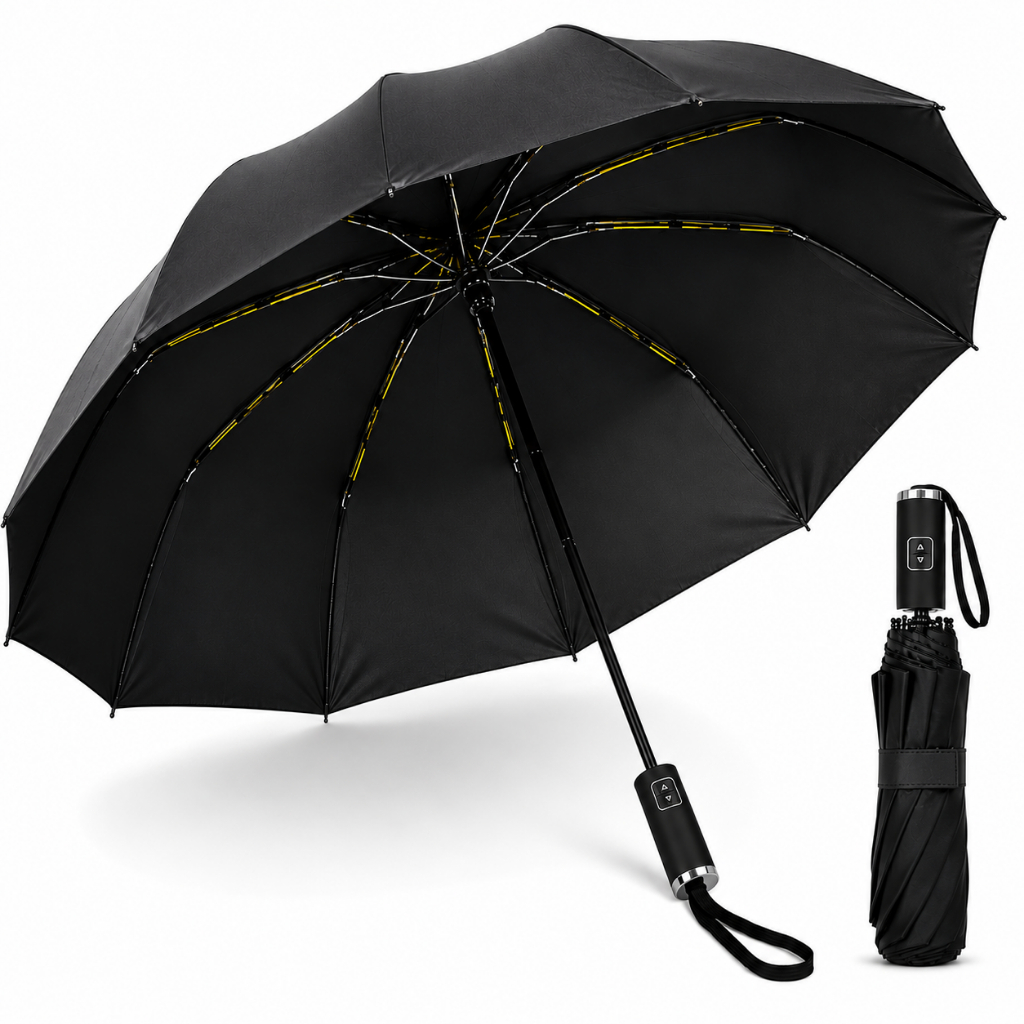 Guarda Chuva Automático Sombrinha Proteção Solar UV Reforçado Grande Blackout Corta Vento 10 Varetas