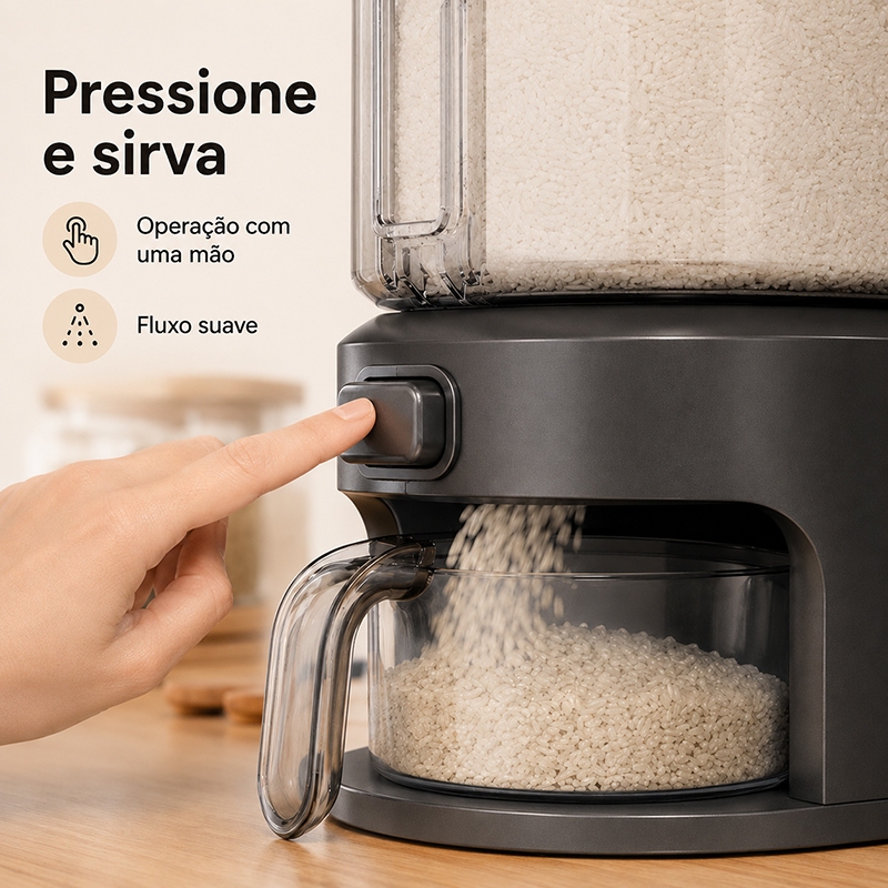 Kit Dispenser Arroz Grãos Cereais Organizador Alimentos 5/10kg Armazenamento Pote para Cozinha + Copo — imagem 2 de 2