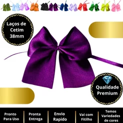 Laço De Cetim grande 38mm com Fitilho - Variadas Cores - lembrancinhas de festa