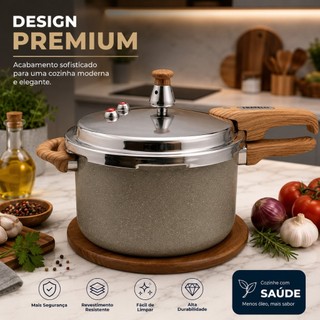 Panela Pressão 7L Indução Max Chef Wood Antiaderente Fratelli