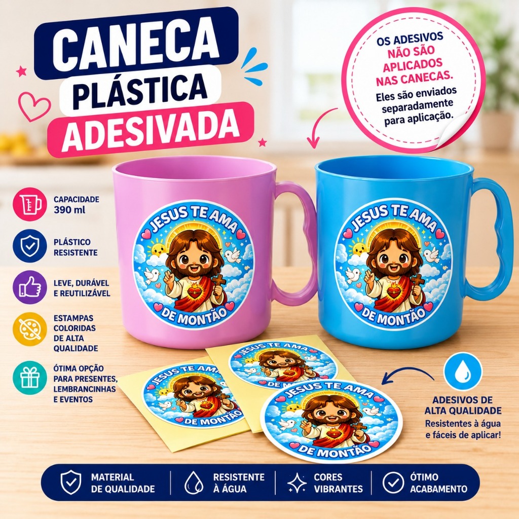 Kit 6 a 30 Canecas de Jesus Personalizadas | Lembrancinha Religiosa Cristã para Igreja, Batizado e Eventos