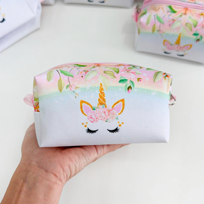 Kit 10 a 35 Bolsinhas Necessaire Personalizada lembrancinhas aniversário Box P Unicórnio