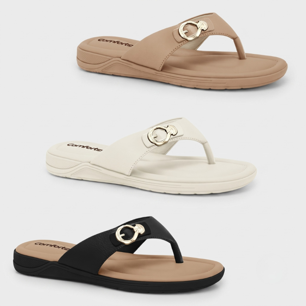 Chinelo Feminino Comfortflex Detalhe Fivela Dourada