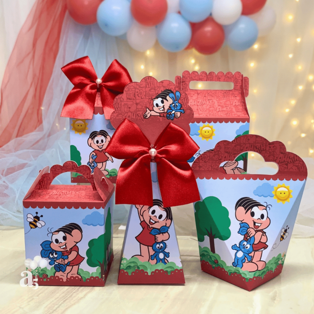 Kit Lembrancinhas MÔNICA E SANSÃO Caixinha Festa Personalizada  PEGUE E MONTE