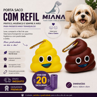 Porta Saquinho Coletar Coco Pet 20 SACOLINHA Higiene Passeio Cão Cachorro