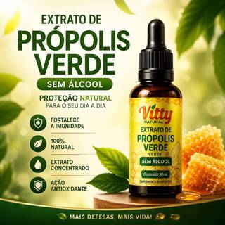 Própolis Verde Sem Álcool 30ml Extrato Concentrado Alta Potência
