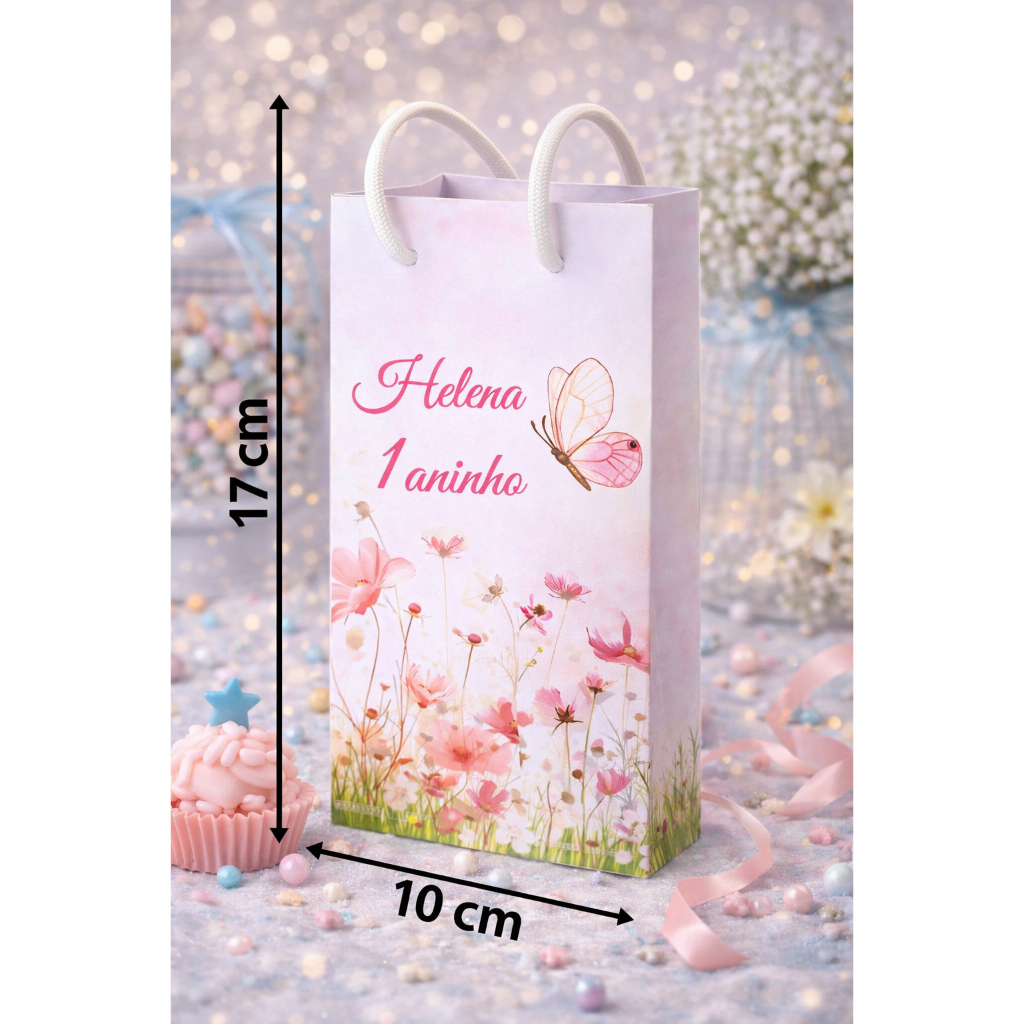 KIT sacolinha personalizada jardim das borboletas