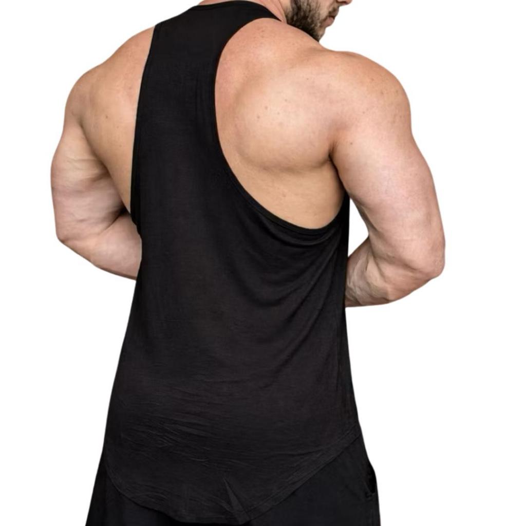 2 Regatas Cavada Nadador Preta Sem Estampa Masculina Longline Academia Fitness Treino Musculação Esportiva 100% Algodão
