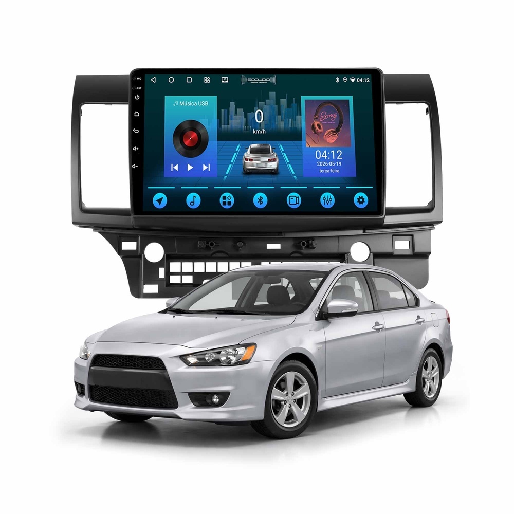 Multimídia Lancer 2009 2022 2 RAM 64Gb Carplay Android Gps Bluetooth 10 Polegadas