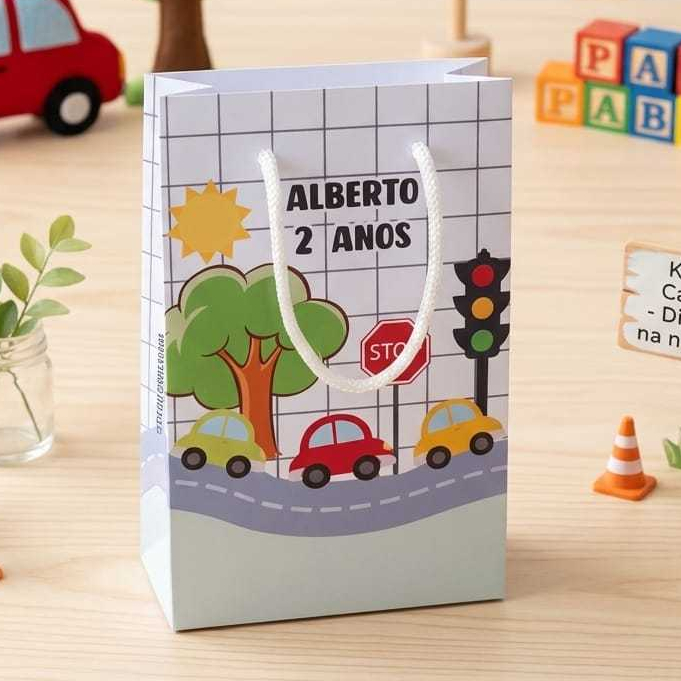 Sacolinha Personalizada Carrinhos Lembrancinha festa infantil Carrinho