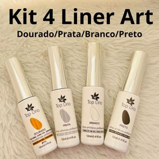 Esmalte Gel Liner Art  Kit com 2 e 4 unidades ( dourado/prata/preto/branco)  PARA UNHAS