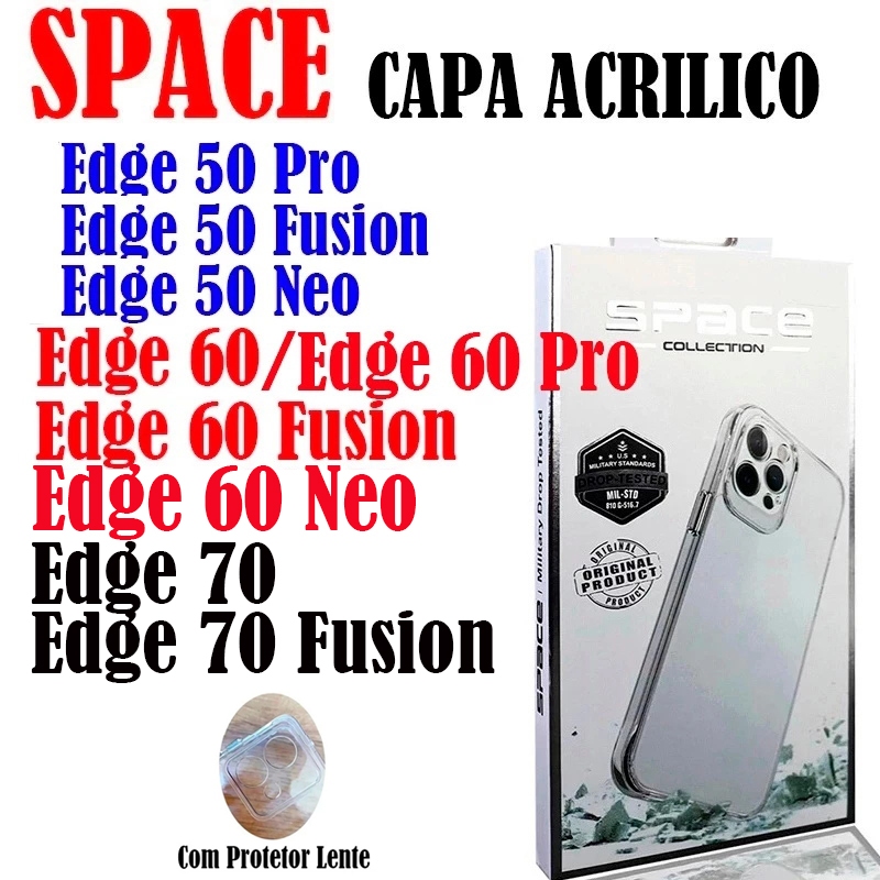 Capa Acrílico Transparente Motorola Edge 70 Fusion/EDGE 60 NEO/EDGE 60 Fusion Pr