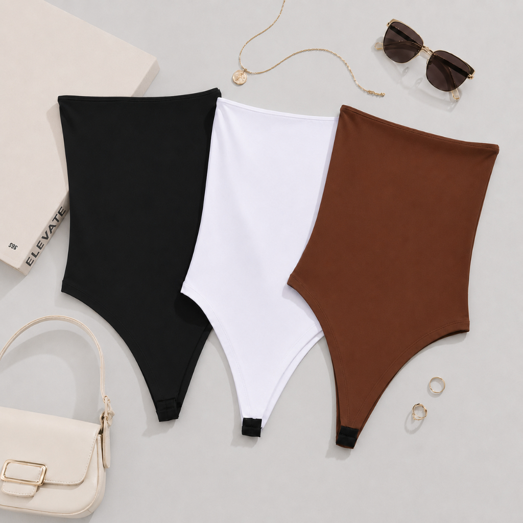 Kit 3 Body Feminino Tomara Que Caia Forrado Suplex Verão Moda Casual Versátil Ajuste perfeito