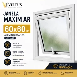 Vitro Maxim Ar - Alumínio BRANCO - Completo - Vidro Boreal - Janela Banheiro