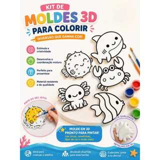 Molde para pintura faça você mesmo 3D, Molde 3D para pintar, Vários temas, molde 3D montessori