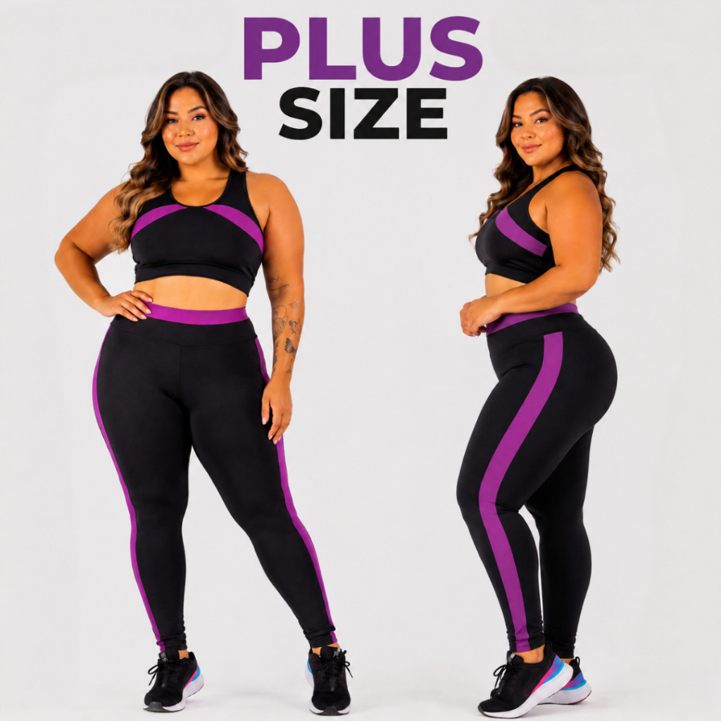 Conjunto Fitness Feminino Roupa Academia Top e Calça Legging PLUS SIZE CURVE