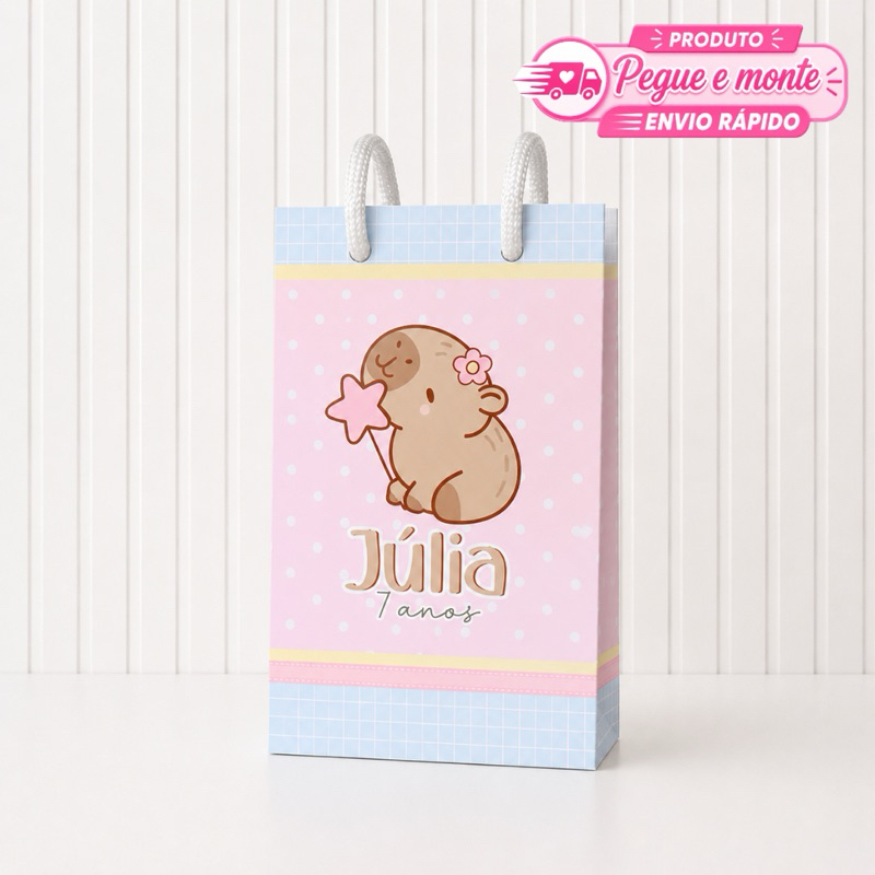 Sacolinha Pequena Personalizada Lembrancinha para Festa Aniversário Enviado Desmontado