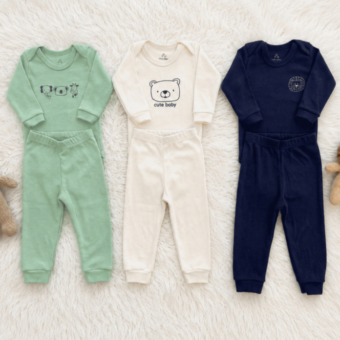Kit 6 Peças Bebe Menino 100% Algodão (3 Body + 3 Calça Mijão Pagão) RN ao GG Roupa Nenem Minimalista