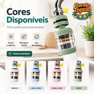 Filtro de Torneira Purificador de Agua 6 Camadas Giratorio 360 Conector Universal Refil Lavavel - Envio Imediato