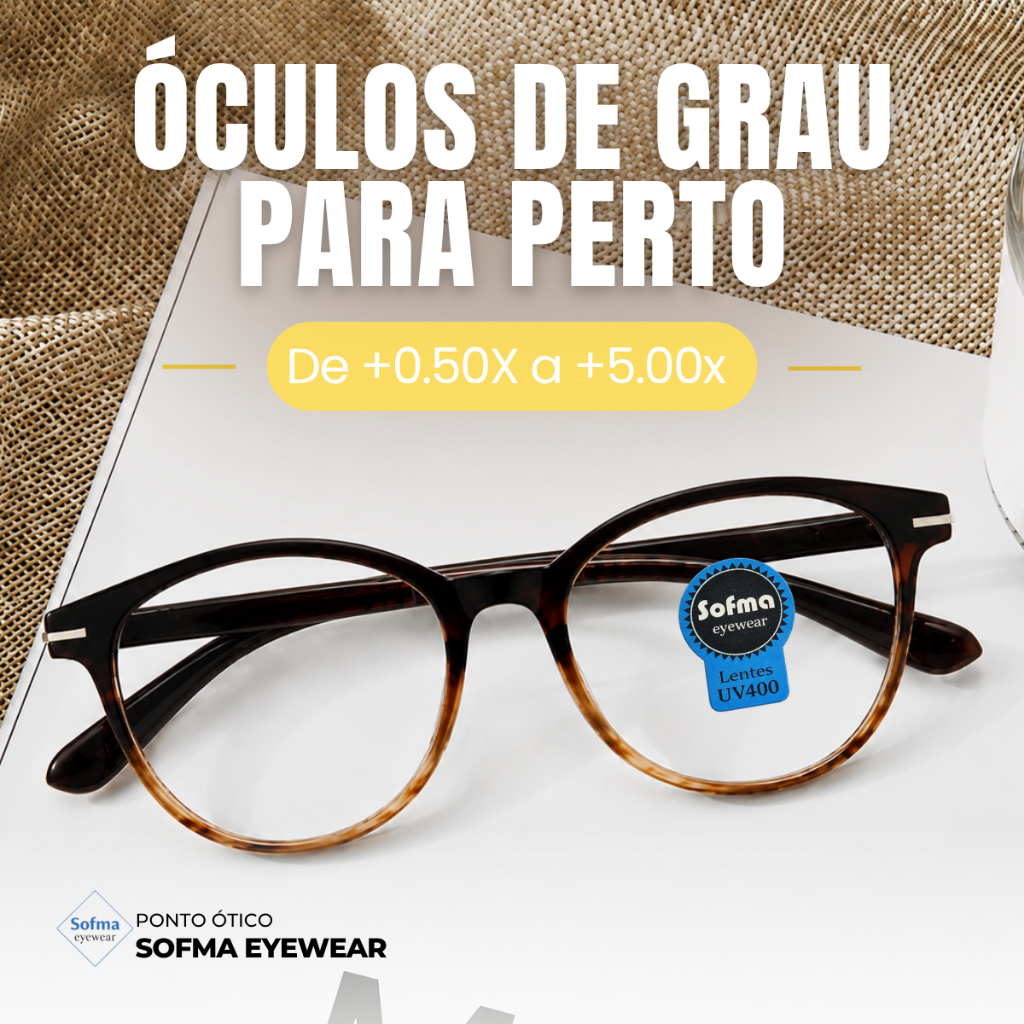 Armação Óculos Grau +0.50 até +5.0 Leitura Perto Marrom Leopardo Acetato Redondo Brilho Feminino