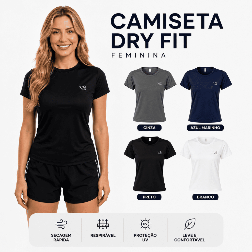 Camiseta Dry Fit Feminina Academia Treino Caminhada Musculação Blusa Fitness