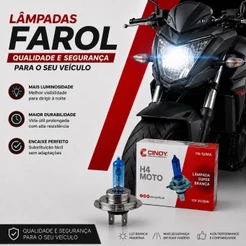 Lâmpada Moto H4 Super Branca 6000K 35W Efeito Xenon Cinoy Honda CG Titan