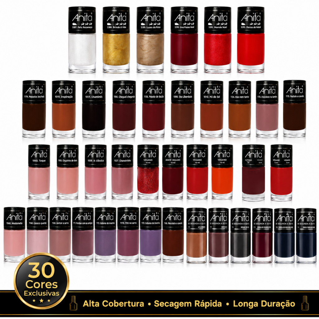 Esmalte Anita  Kit com Cores Sortidas Mais vendidas Lançamentos Manicure Pedicure Atacado