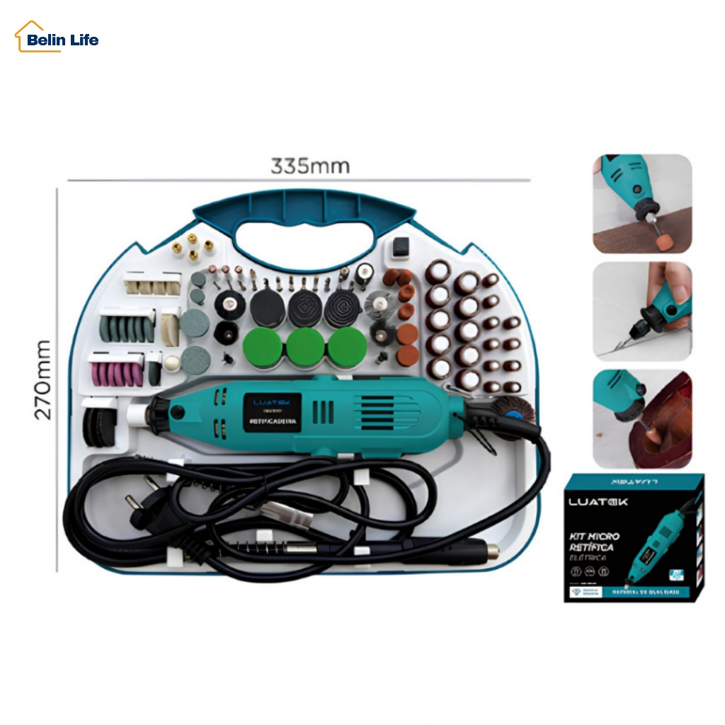 Micro Retifica Eletrica Luatek Tipo Dremel 180W 450W Com Acessorios