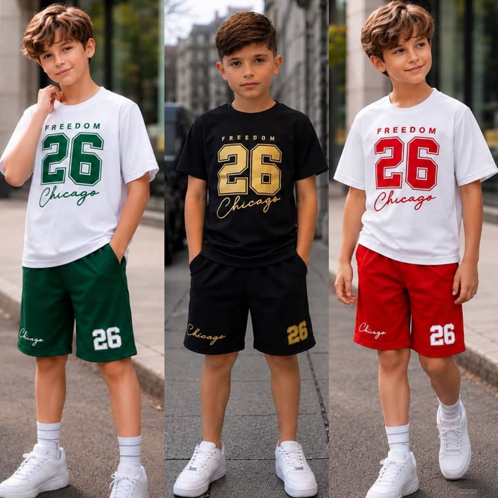 Conjunto Infantil De Menino Dry Fit Casual Leve E Confortavel Kit Short E Camisa Estiloso Verão
