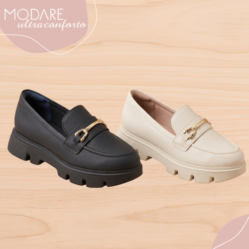 Sapato Feminino Mocassim Casual Tratorado Confortável Leve Macio Estiloso Moderno Modare  7409.102