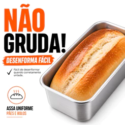 Forma de Pão Alumínio Reforçado | Assa Uniforme + Desenforma Fácil | Ideal Pão Caseiro e Bolo