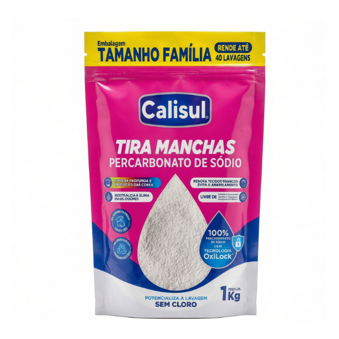 Percarbonato de Sódio Calisul Puro Granulado Removedor de Manchas para Roupas Brancas e Coloridas