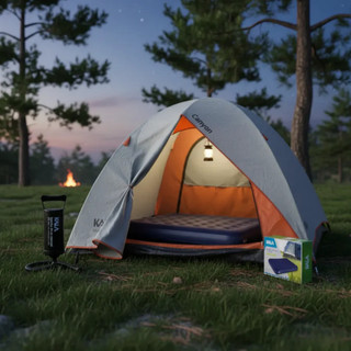 Kit Camping Barraca 2/3 Pessoas + Colchão Casal + Bomba Encher. Impermeável Alta Espaçosa Acampamento Praia Pesca Viagem
