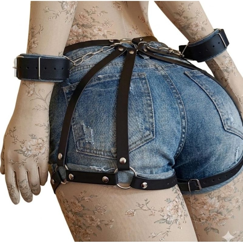 harness feminino Sabrina - acessório de moda alternativa gótica - cinto body straps LF acessórios