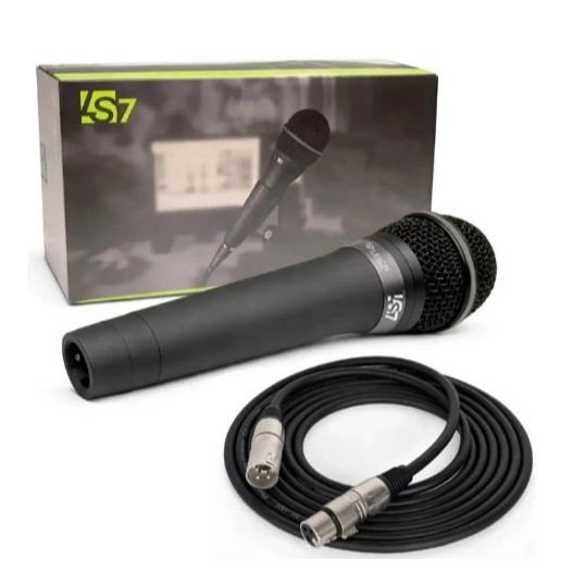 Microfone Dinâmico Le Son Ls7 Profissional Com Cabo/5m Sm58 Cor Preto/Grafite